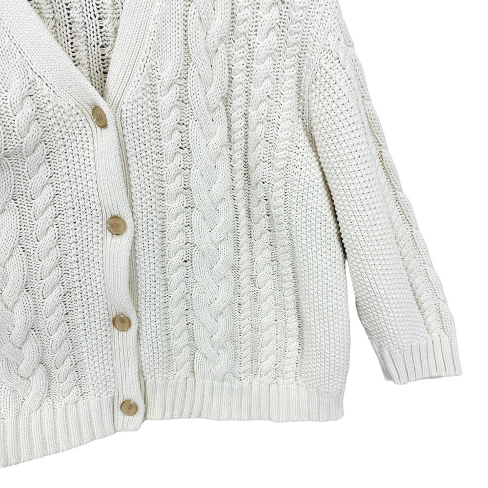 JENNI KAYNE Cardigan Sweater Cable Cocoon Ivory - Picture 6 of 9